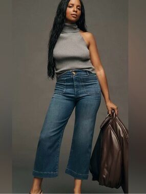 Maeve The Colette Denim High-Rise Cropped Wide-Leg Jeans Size 33 Anthropologie